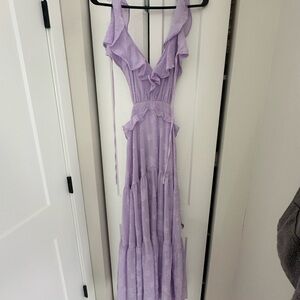 Astr Purple Ruched Maxi Dress Halter NWOT